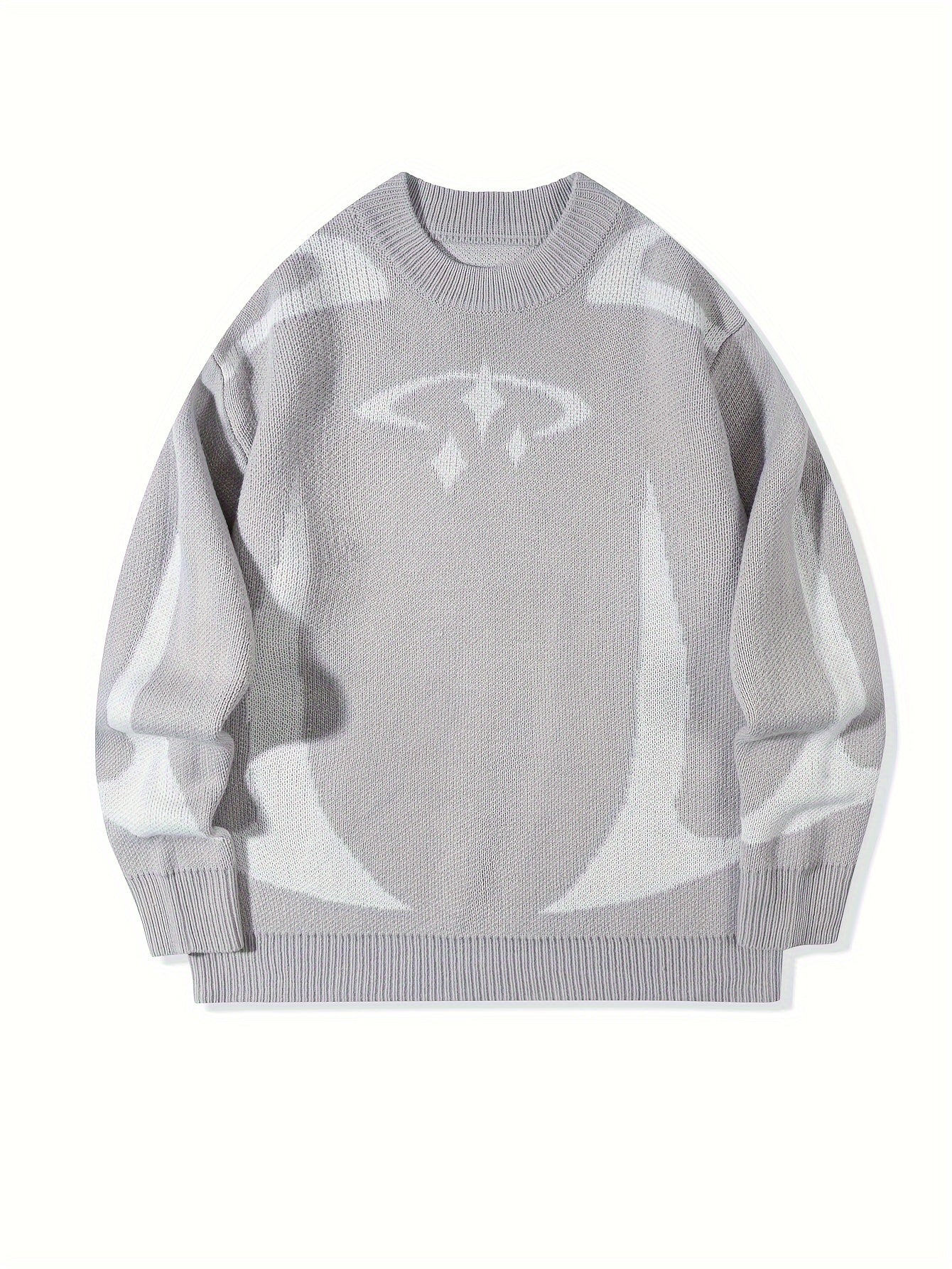 Unisex Strickpullover mit Rundhalsausschnitt und grafischem Muster
