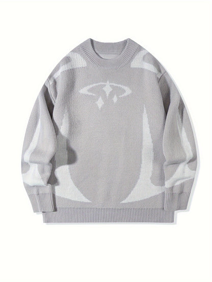 Unisex Strickpullover mit Rundhalsausschnitt und grafischem Muster