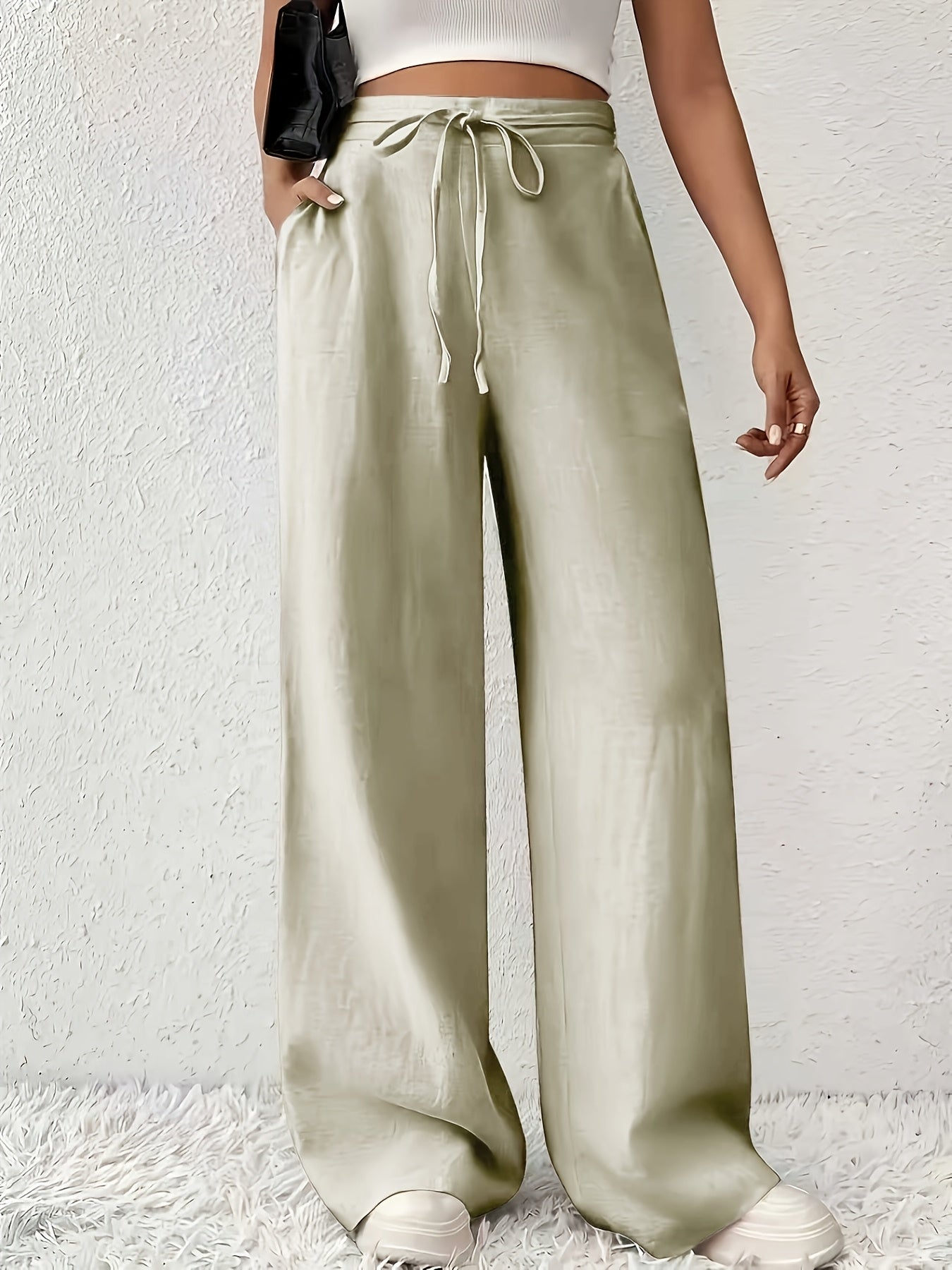 Women's Wide-Leg Pants with Drawstring – Casual Leisurewear for Everyday and Weekends