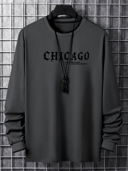 Herren Langarmshirt "Chicago" mit Rundhalsausschnitt und Rippbündchen