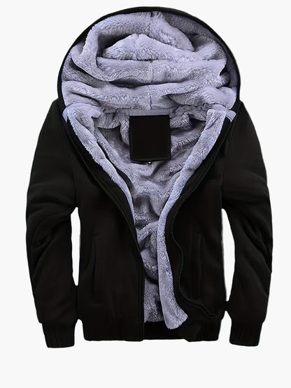 Men's Winter Hoodie Jacket with Fleece Lining – Casual Style for Cold Days