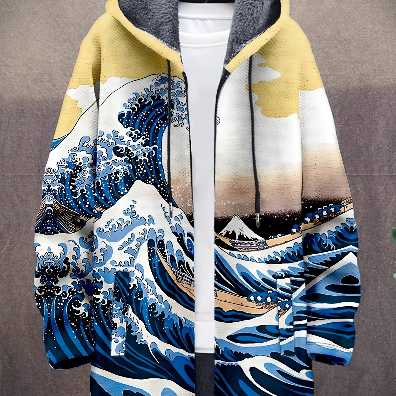 Hoodie Jacke mit Reißverschluss und Muster, Langarm, gefüttert