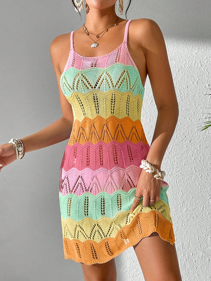 Women's Boho Mini Summer Dress with Chevron Pattern, Beach and Vacation Outfit