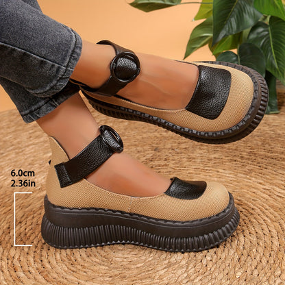 Women's Vintage Mary Jane Low Shoes with Round Toes and Straps – Comfortable Casual Shoes for Everyday and Office Use