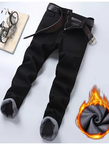 Men's black casual trousers with belt loops