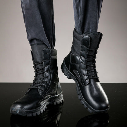 Men's lace-up boots with a high shaft and durable sole