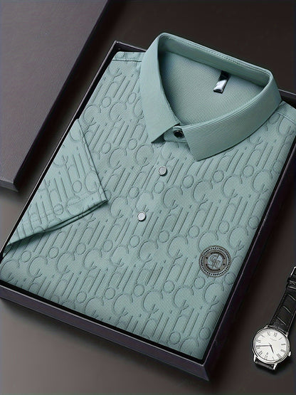 Men's Casual Shirt with Pattern and Classic Notch Collar – Stylish Summer Shirt for Everyday and Leisure Wear