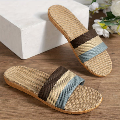 Women's Comfortable Summer Sandals in Casual Style – Flat Slip-Ons, Comfortable House Slippers, Open Toes