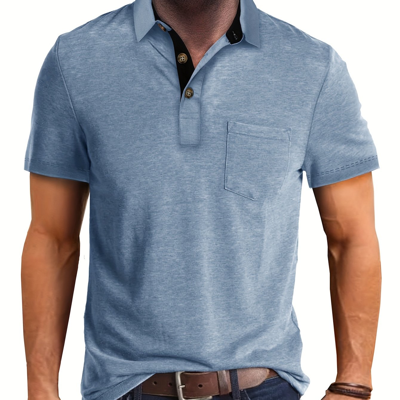 Men's Polo Shirt with Chest Pocket – Modern, Casual Polo Shirt for Everyday and Leisure Wear