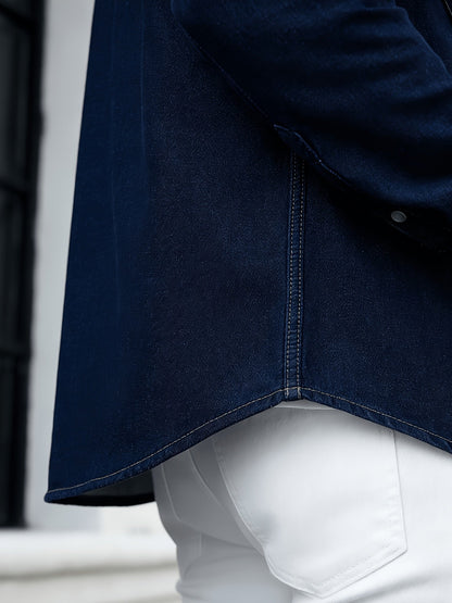 Herren Freizeit Jeanshemd im modernen Western-Stil – Perfekt für Alltag und Streetwear