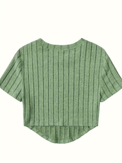 Women's Short-Sleeve Crop Top in Casual Style with Crew Neck – Perfect for Everyday and Leisure