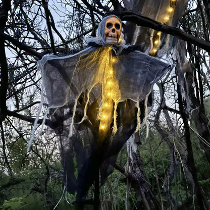 Halloween Hanging Ghost Decoration with LED Lights – Creepy Party and Garden Decor