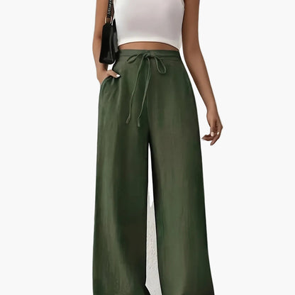Women's Wide-Leg Pants with Drawstring – Casual Leisurewear for Everyday and Weekends