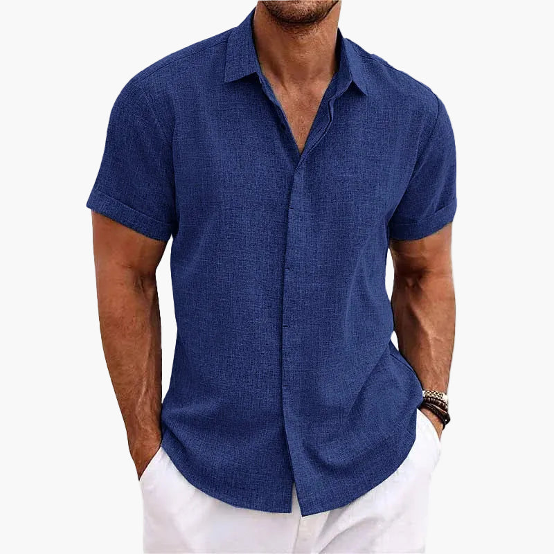 Men's Casual Short-Sleeve Shirt with Turn-Down Collar – Contemporary Summer Shirt for Everyday Life & Vacation