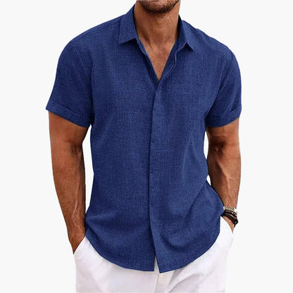 Men's Casual Short-Sleeve Shirt with Turn-Down Collar – Contemporary Summer Shirt for Everyday Life & Vacation