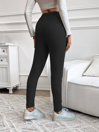 Gerippte Leggings für Damen mit hoher Taille und Kordelzug