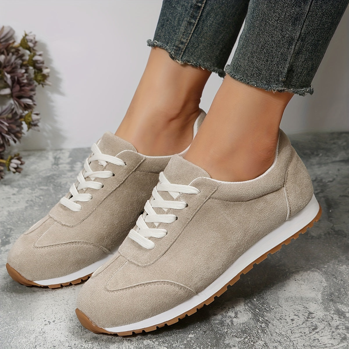 Damen Sneaker Freizeitmode mit Schnürung – Bequeme Alltagsschuhe für Frühling