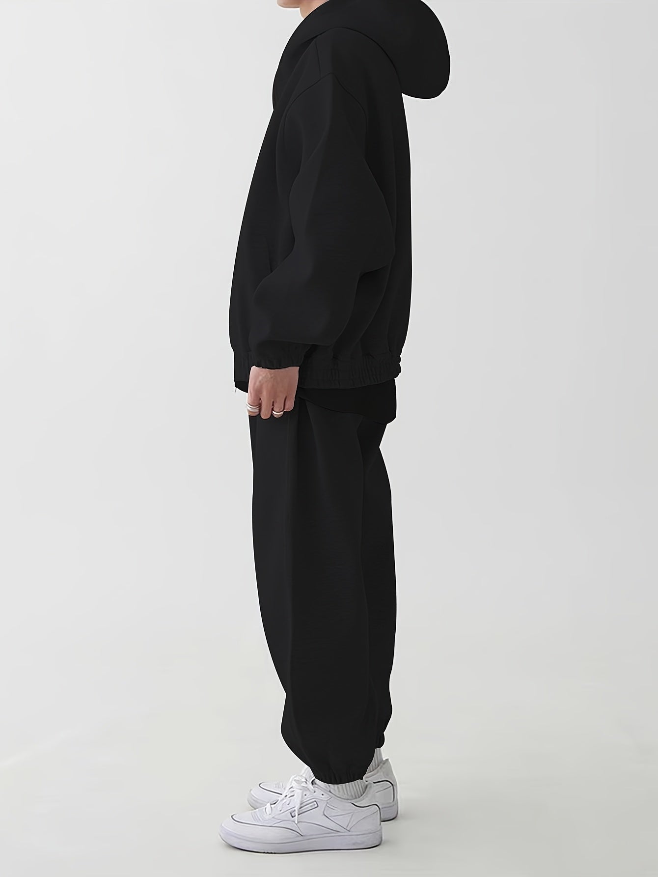 Hoodie & Jogginghose Set Unisex - Grau Melange Sportanzug mit Reißverschluss