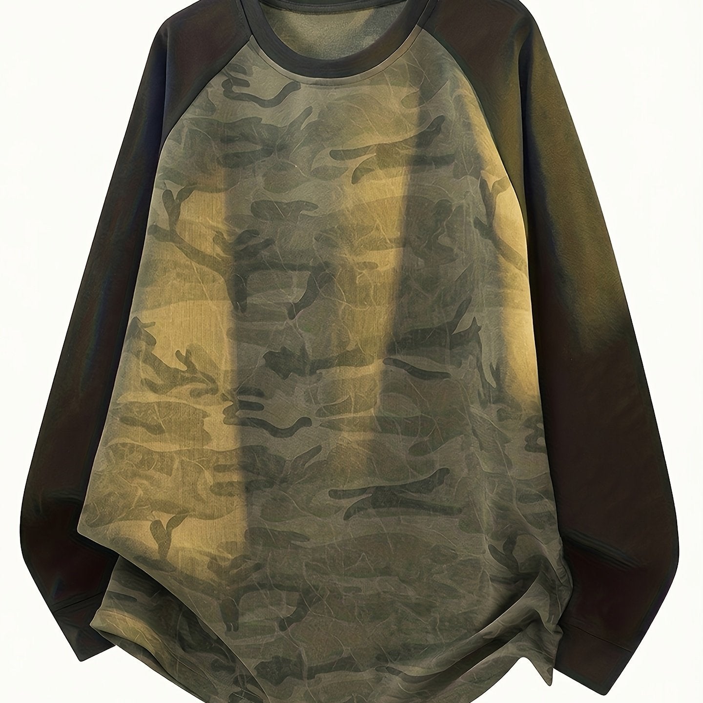 Unisex long-sleeve shirt, camouflage, raglan sleeves, crew neck, casual