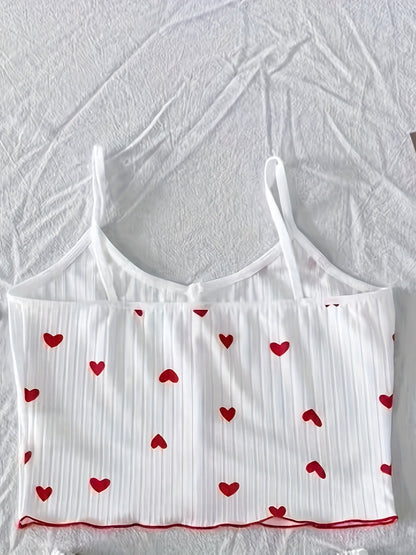 Damen Pyjama Set mit Herzchen-Muster, zweiteilig, für Sommer, sexy Stil, Schlafanzug