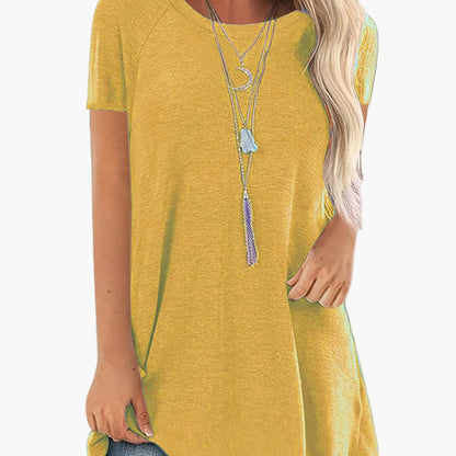 Women's Tunic Shirt Short Sleeve Loose Fit Casual Everyday
