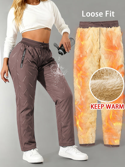 Damen Gefütterte Jogginghose Warm Winter Cargohose Sporthose