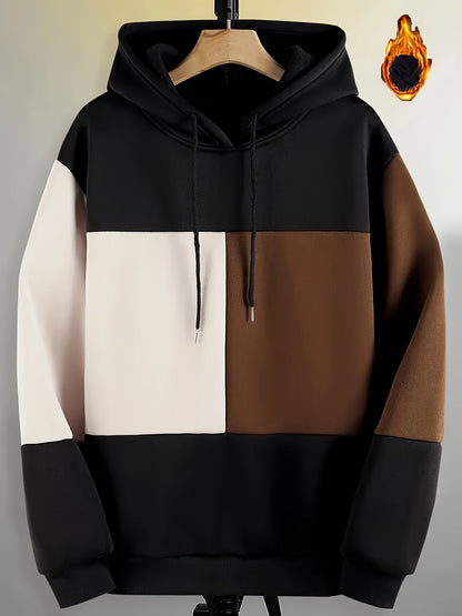 Men's color-block hoodie with hood and drawstring