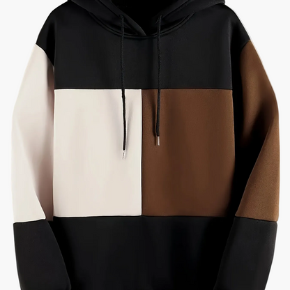 Men's color-block hoodie with hood and drawstring