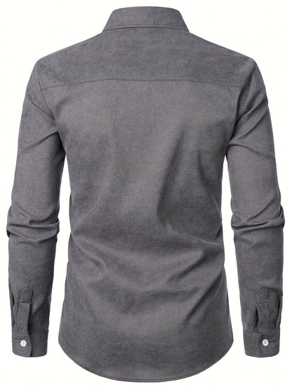Men's Modern Fit Casual Shirt with Check Details – Stylish Long-Sleeve Shirt for Everyday and Office Wear