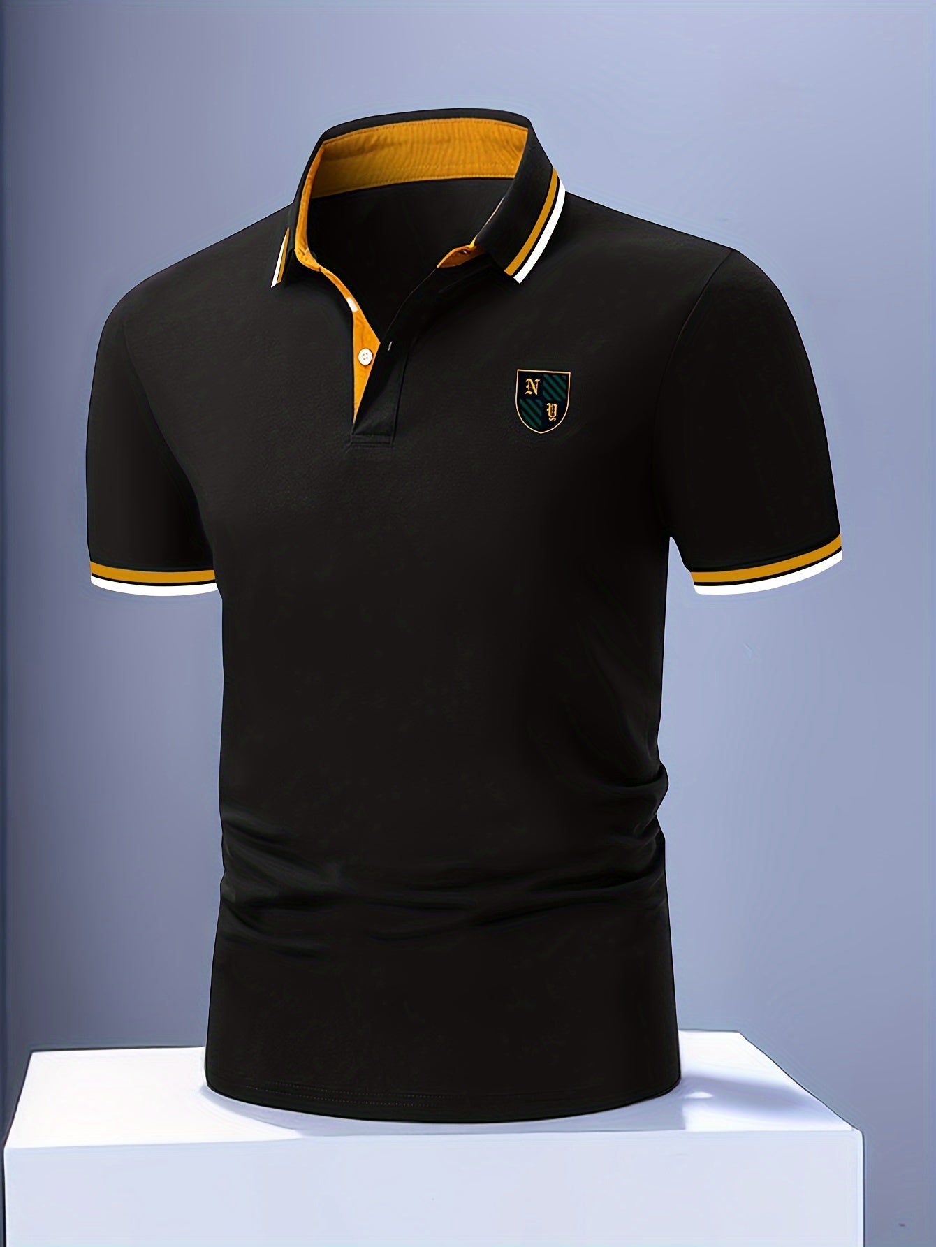 Men's Casual Style Polo Shirt with Contrast Collar – Short Sleeve, Summer, Leisure