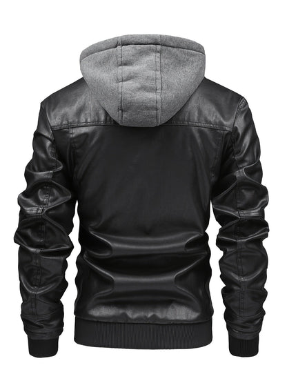 Herren Bomberjacke mit Kapuze, Reißverschluss und Rippbündchen, Braun