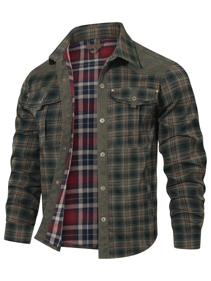 Men's Casual Checkered Shirt Jacket in Softshell Style for Everyday and Outdoor Use