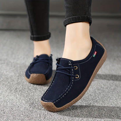 Damen Freizeit-Slipper im Mokassin-Stil – Bequeme Alltags-Schnürschuhe