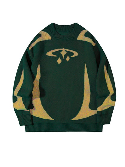 Unisex Strickpullover mit Rundhalsausschnitt und grafischem Muster