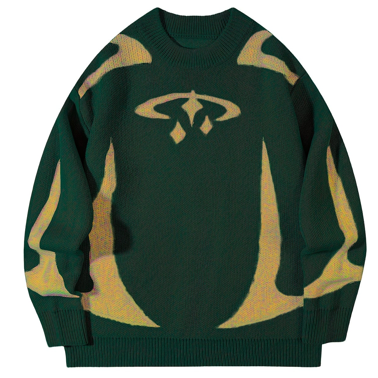 Unisex Strickpullover mit Rundhalsausschnitt und grafischem Muster