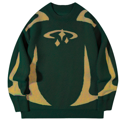 Unisex Strickpullover mit Rundhalsausschnitt und grafischem Muster