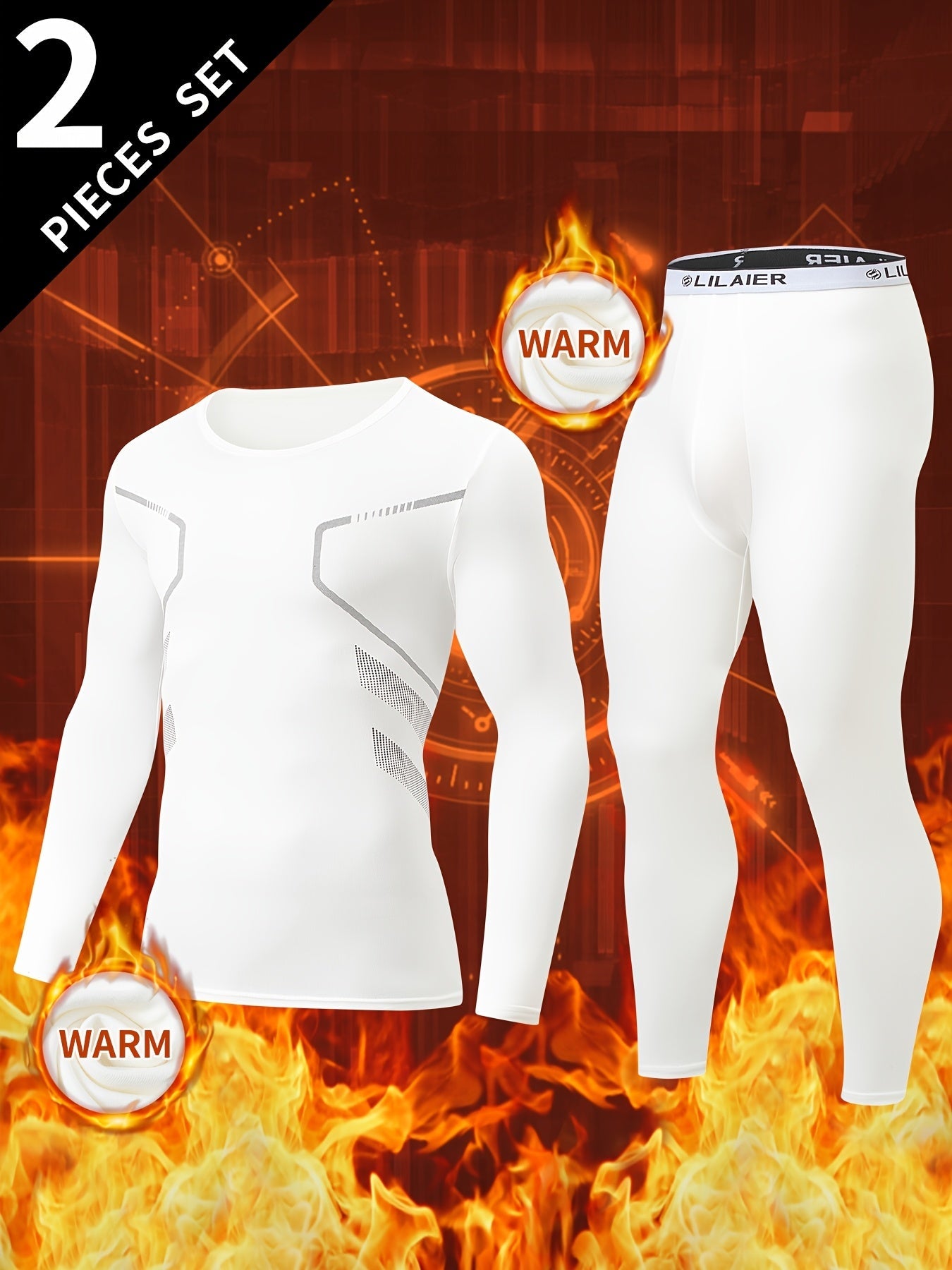 Men's thermal underwear set, long-sleeve shirt & pants, functional underwear, gray