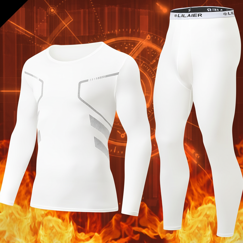 Men's thermal underwear set, long-sleeve shirt & pants, functional underwear, gray