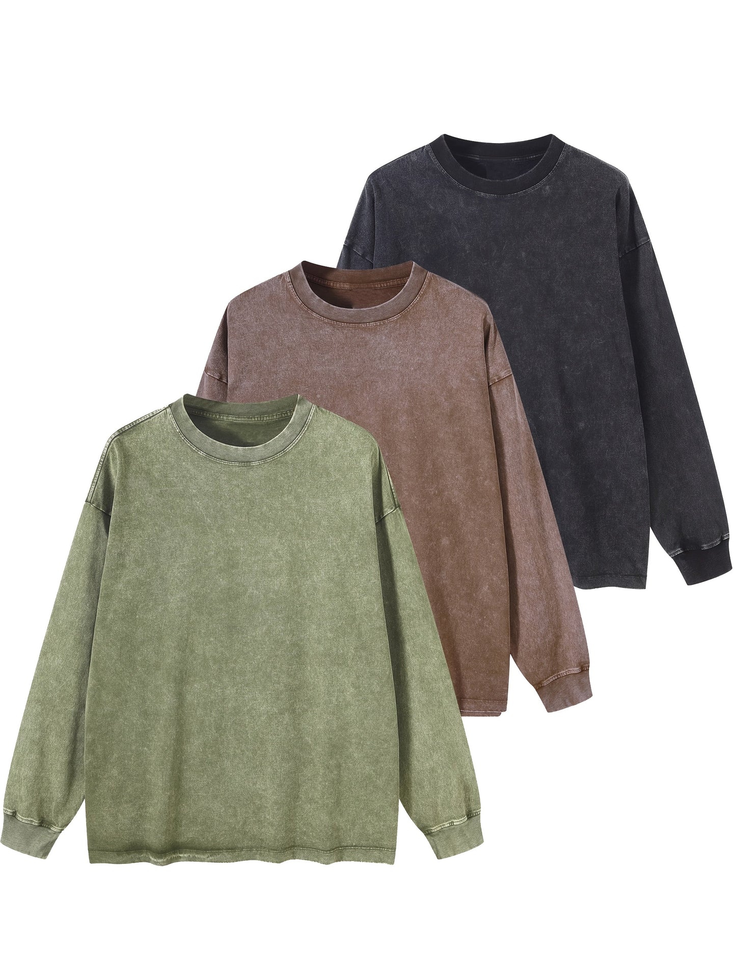 Unisex long-sleeve shirt in a washed look, crew-neck vintage sweatshirt