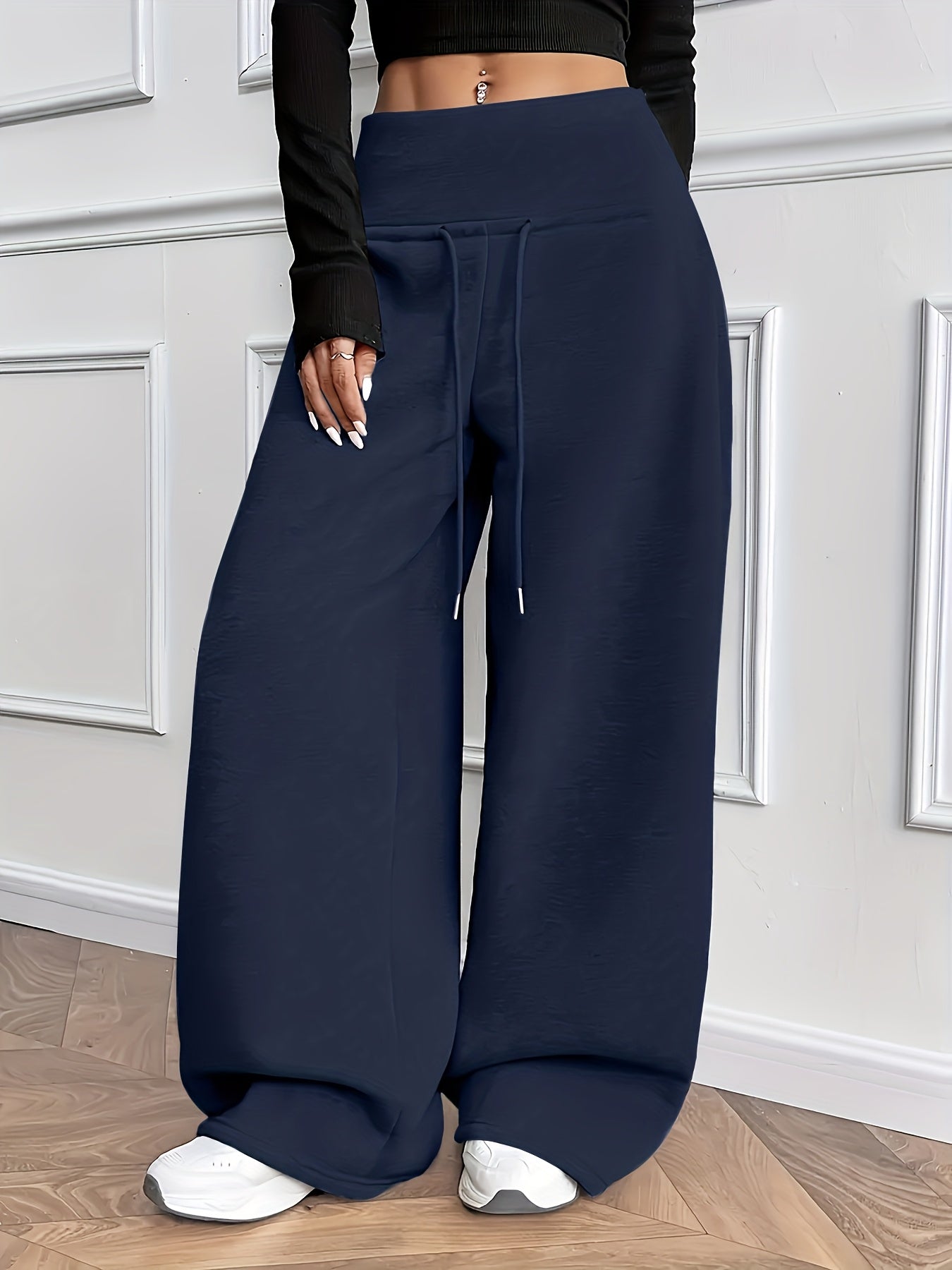 Weite Freizeithose mit Kordelzug Hoher Bund Damen