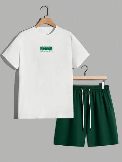 Men's Streetwear Set with Print – Modern T-Shirt and Shorts with WONDROUS Graphic, Casual Outfit