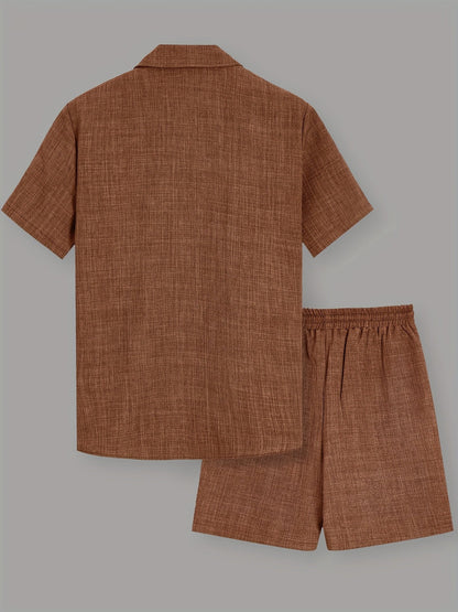 Men's Summer Casual Short Sleeve Set – Casual Shirt with Shorts and T-Shirt, Ideal for Vacation & Everyday Wear
