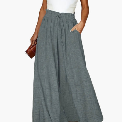 Women's Elegant Wide High Waist Palazzo Pants with Pockets – Perfect for Office & Leisure