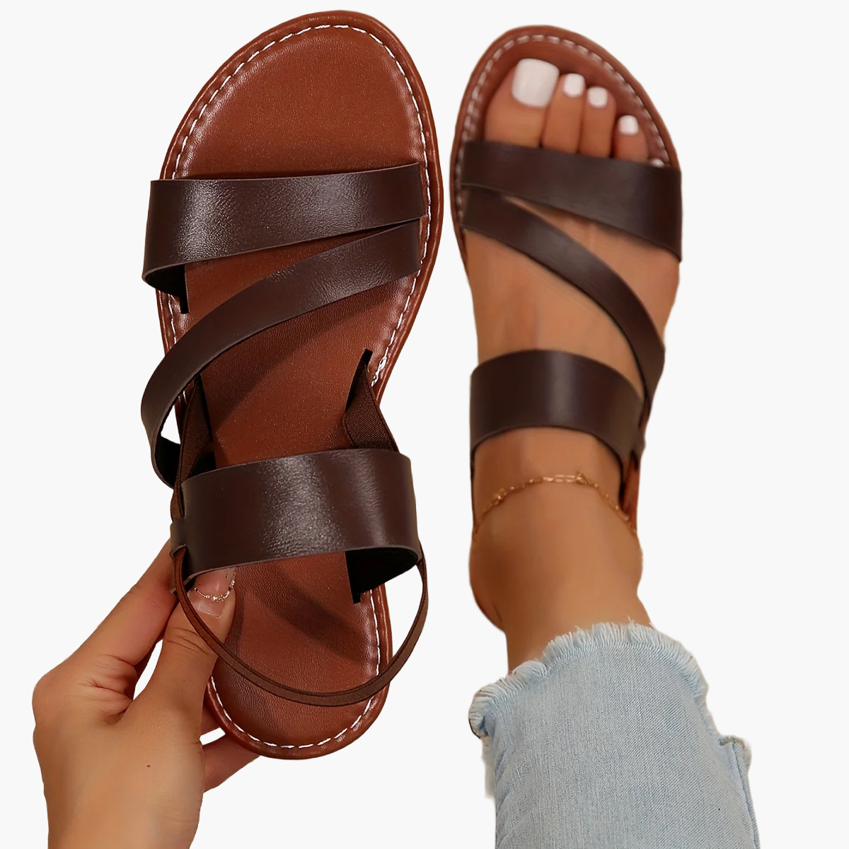 Women's Summer Shoes Casual Flat Sandals with Cross Straps