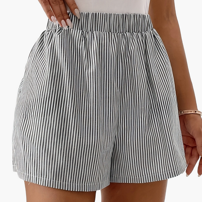 Women's Elegant Striped High-Waist Shorts for Summer Leisure & Everyday Wear