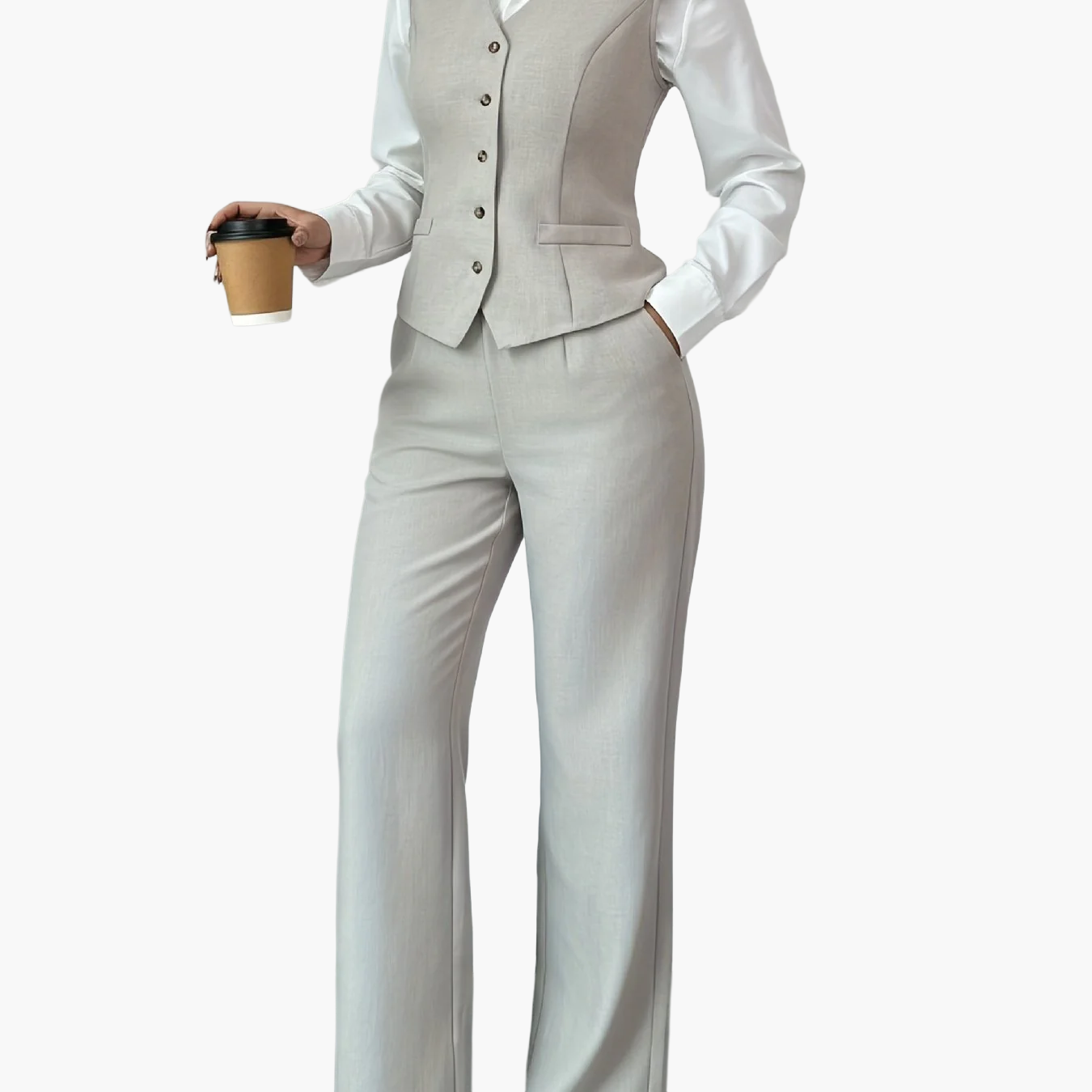 Women's Business Suit Set Elegant Two-Piece with Vest and Pants Office Outfit