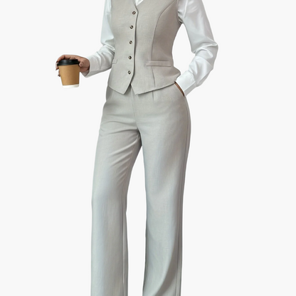 Women's Business Suit Set Elegant Two-Piece with Vest and Pants Office Outfit