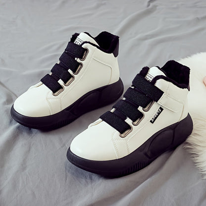 Women's high-top sneakers with hook-and-loop closure and lining