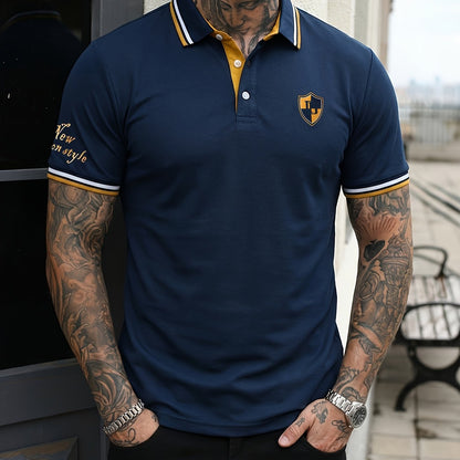 Men's Casual Style Polo Shirt with Contrast Collar – Short Sleeve, Summer, Leisure