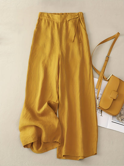 Women's Wide-Leg Casual Pants Elegant with Tie Belt – Perfect for Spring and Summer